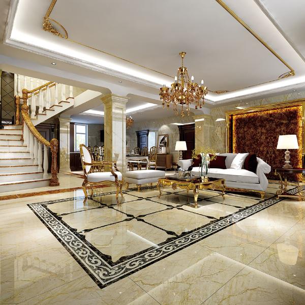 凯发K8国际大理石瓷砖土耳其浅灰白KYS8089瓷砖客厅效果图