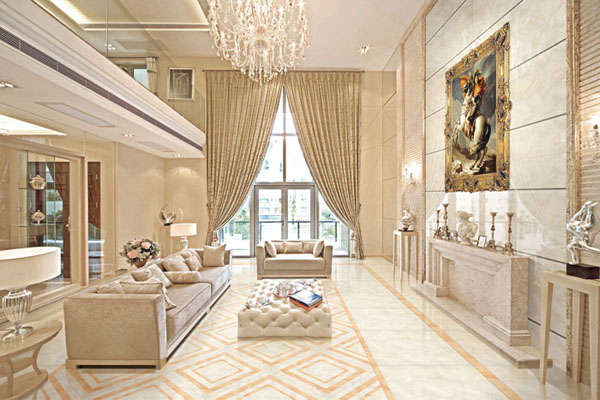 凯发K8国际抛光砖系列KGD0851+KGD0853地面铺贴效果图