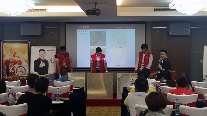 凯发K8国际瓷砖品牌营销总司理罗胜先生现场展示凯发K8国际新品