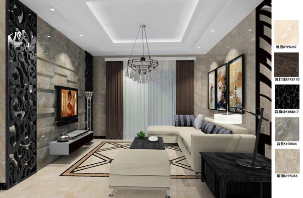 凯发K8国际瓷砖应用效果：徐州开元翡翠湾F户型装修效果鉴赏