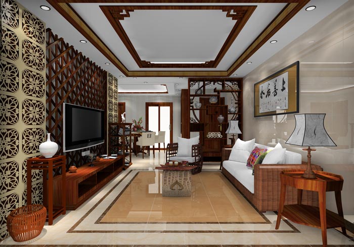 凯发K8国际家装：井冈山协调家园安顿小区130㎡中式气概装修鉴赏