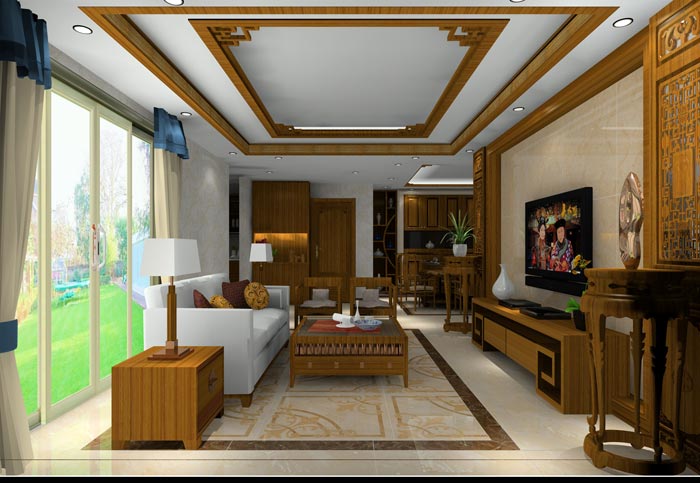 凯发K8国际家装：：井冈山协调家园安顿小区130㎡中式气概装修鉴赏