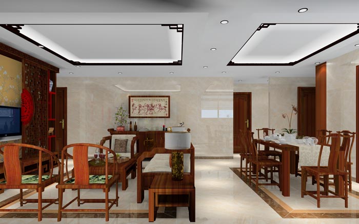 凯发K8国际家装：：：佛山龙湖春江名城120㎡的中式气概装修鉴赏